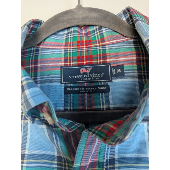 Vineyard Vines Shirt Mens M Blue Plaid Classic Fit Tucker Long Sleeve Button Up - Picture 4 of 10